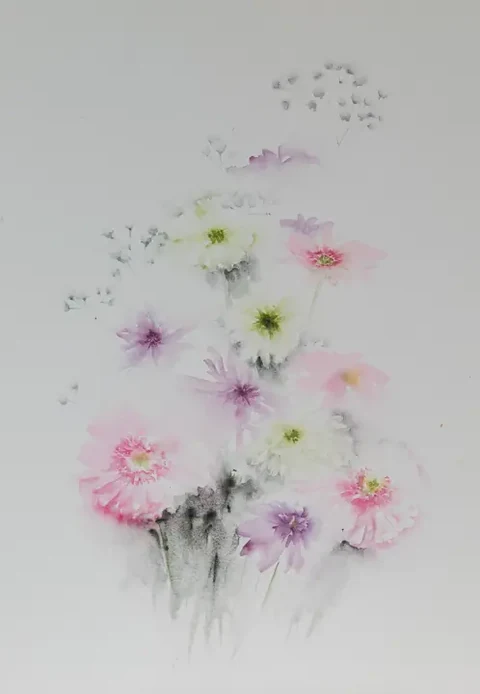 Bouquet, a watercolour by Jurga Vilimaite
