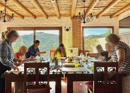 Painting together with mountain views · Spain retreat 2025