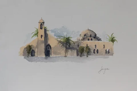 Somewhere in Egypt, a watercolour by Jurga Vilimaite