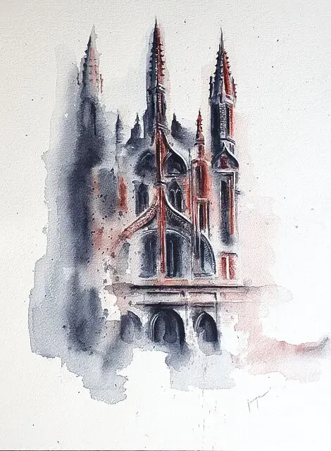 St Anne’s Church, a watercolour by Jurga Vilimaite