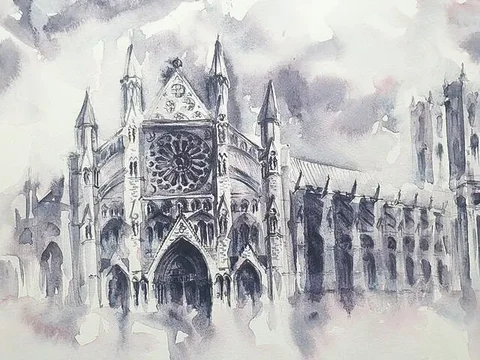 Stormy Westminster, a watercolour by Jurga Vilimaite
