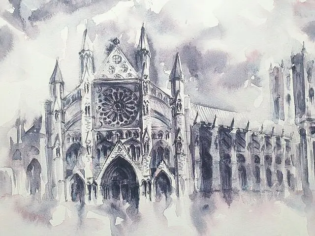 Stormy Westminster, a watercolour painting by Jurga Vilimaite